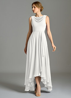 Azazie Wonderland Morsiusneito Mekot A-linja Pliseerattu Sifonki Epäsymmetrinen Pukeutua image5