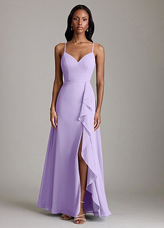 Azazie Naeem Bridesmaid Dresses Lilac A-Line V-Neck Ruffle Chiffon Dress image3