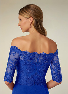 Azazie Jette Mother of the Bride Dresses Royal Blue Mermaid Off the Shoulder Lace Dress image7
