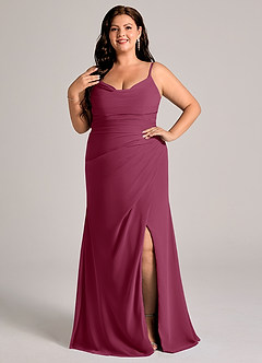 Azazie Deandra Bridesmaid Dresses Mulberry Mermaid Pleated Chiffon Dress image7