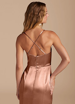 Azazie Marzia Bridesmaid Dresses Bronzer Mermaid Pleated Metallic Satin Dress image7