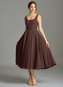 Azazie Amalie Bridesmaid Dresses Ganache A-Line Pleated Chiffon Dress image6
