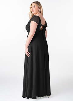 Azazie Syenna Bridesmaid Dresses Black A-Line Ruched Chiffon Dress image9