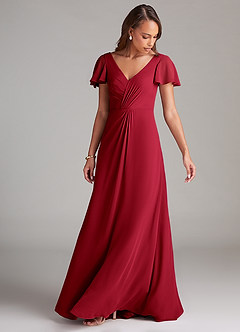 Azazie Soren Bridesmaid Dresses Scarlet A-Line Ruched Chiffon Dress image5