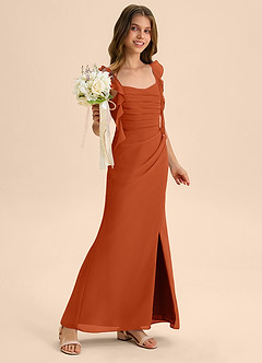 Azazie Jessamine Junior Burnt Orange Mermaid Sweetheart Neckline Chiffon Dress image4