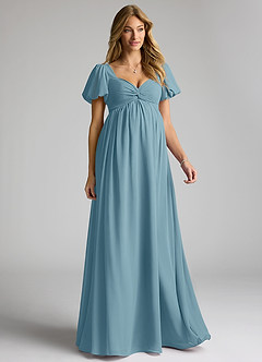 Azazie Madisynn Maternity Bridesmaid Dresses Bow Chiffon Floor-Length Dress image1