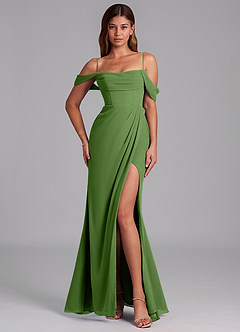 Azazie Johana Jurken voor bruidsmeisjes Converteerbaar Jurk van Chiffon met Zeemeermin Off the Shoulder Basilicum image4