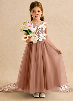 Azazie Mixie Robe Demoiselle D'honneur Fillette Robe Princesse en Dentelle Bronze image6