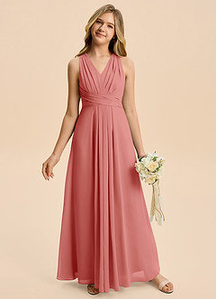 Azazie Kirsten Junior A-Linie Plissee Chiffon Kleid Antike Rose image4