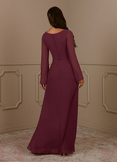 Azazie Belinda Kleider für die Brautmutter A-Linie V-Hals Gefaltet Chiffon Kleid Cabernetrot image2