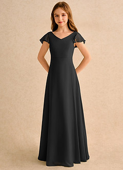 Azazie Nari Girls Formal Flower Girl Klänningar Klä A-Line i Chiffong med ärmar image6