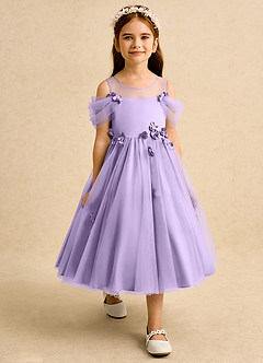 Azazie Juni Abiti da Ragazza di Fiori Abito Principessa in Tulle Plissettato Lilla image7
