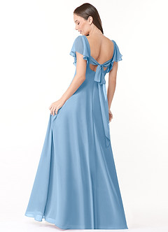 Azazie Syenna Bridesmaid Dresses Powder Blue A-Line Ruched Chiffon Dress image6