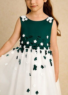 Azazie Eleni Sukienki dla dziewczynek sypiących kwiaty Suknia balowa Ukłon Tiul Długość kostki Sukienka image7