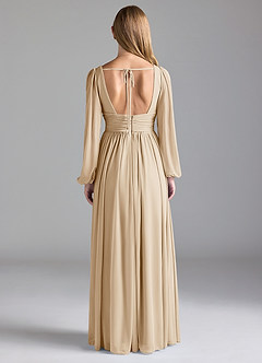 Azazie Norah Bridesmaid Dresses Champagne A-Line Mesh Dress image6
