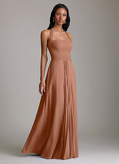 Azazie Clarisa Vestidos de damas de honor Vestido de Bronceador de Gasa de Corte en A con Plisado image1