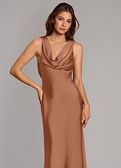 Azazie Cheryl Vestidos de damas de honor Vestido de Bronceador de Satén Elástico de Corte Sirena image6