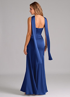 Azazie Shiloh Vestidos de damas de honor Vestido de Azul Real de Satén Elástico de Corte Sirena Convertible con Sin tirantes image7