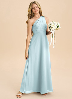 Azazie Phaedra Junior Mist A-Line Pleated Chiffon Dress image6