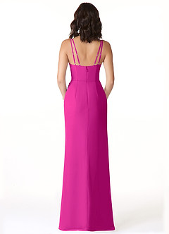 Azazie Leo Bridesmaid Dresses Fuchsia Mermaid V-Neck Pleated Chiffon Dress image2