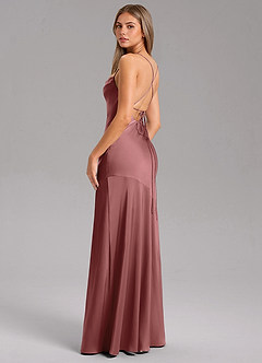 Azazie Grata Bridesmaid Dresses Amethyst Sheath Side Slit Stretch Satin Dress image7