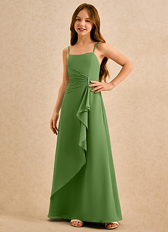 Azazie lolly Girls Formal Robe Demoiselle D'honneur Fillette Robe Trapèze en Mousseline de soie Plissée Basilic image5