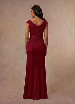 Azazie Calathea Mother of the Bride Dresses Burgundy A-Line Lace Dress image3