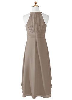 Azazie Linna Junior Taupe A-Line Pleated Chiffon Dress image6