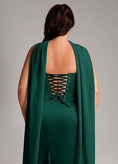 Azazie Sorrel Bridesmaid Dresses Emerald Mermaid Strapless Stretch Satin Convertible Dress image14