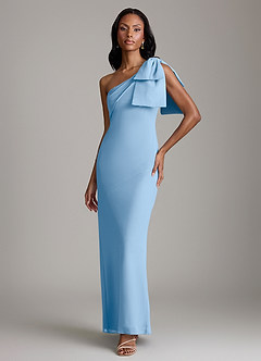 Azazie Yuanna Bridesmaid Dresses Powder Blue Mermaid One Shoulder Chiffon Dress image1