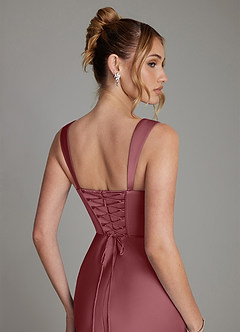 Azazie Agustina Brautjungfernkleider Meerjungfrau-Linie Korsett Stretch-Satin Kleid Wüstenrose image6