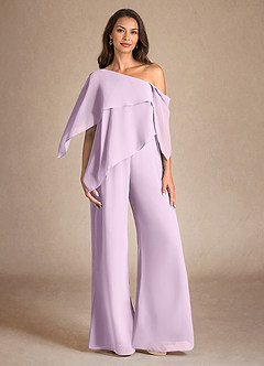 Azazie Halima Mother of the Bride Dresses Frosted Lilac Jumpsuit/Pantsuit Side Slit Chiffon Dress image1
