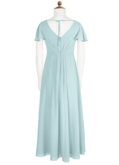 Azazie Peony Junior Robe Trapèze en Mousseline de soie Plissée Brume image7