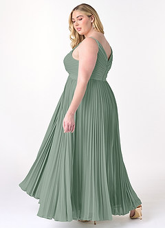 Azazie Raychelle Brautjungfernkleider A-Linie V-Hals Chiffon Kleid Silberner Salbei image11