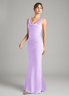Azazie Rylina Bridesmaid Dresses Lilac Mermaid Stretch Satin Dress image4