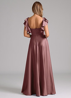 Azazie Leilani Bridesmaid Dresses Vintage Mauve A-Line Ruched Stretch Satin Dress image2