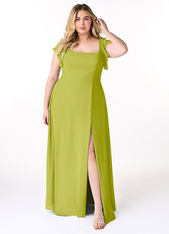 Azazie Bondi Bridesmaid Dresses Lemongrass A-Line Ruffled Chiffon Dress image7