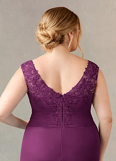 Azazie Edelin Mother of the Bride Dresses Raspberry A-Line Sweetheart Neckline Pleated Mesh Dress image7