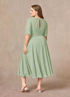 Azazie Dorothea Mother of the Bride Dresses Dusty Sage A-Line Scoop lace Chiffon Dress image6