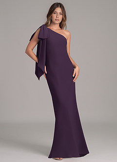 Azazie Capri Bridesmaid Dresses Plum A-Line One Shoulder Chiffon Dress image1