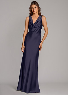 Azazie Cheryl Bridesmaid Dresses Stormy Mermaid Stretch Satin Dress image4