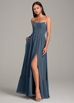 Azazie Kailee Bridesmaid Dresses Neptune A-Line with Pockets Chiffon Dress image4