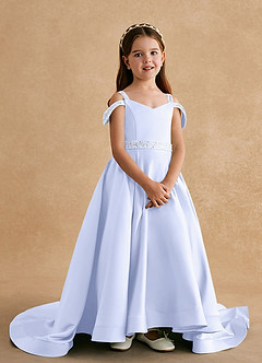 Azazie Jodi Flower Girl Dresses Lavender A-Line Matte Satin Dress image4