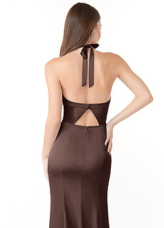 Azazie Emeria Brautjungfernkleider Meerjungfrau-Linie Plissee Stretch-Satin Kleid Ganache image3