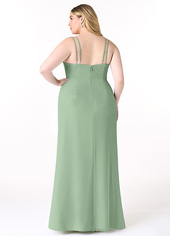 Azazie Leo Brautjungfernkleider Meerjungfrau-Linie V-Hals Gefaltet Chiffon Kleid Matcha image8