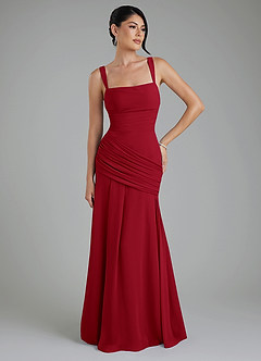 Azazie Toya Bridesmaid Dresses Scarlet A-Line Corset Chiffon Dress image4