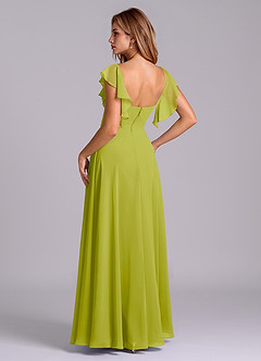 Azazie Leilani Bridesmaid Dresses Lemongrass A-Line Pleated Chiffon Dress image5