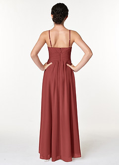 Azazie Catalina Junior Terracotta A-Line Ruched Chiffon Dress image2