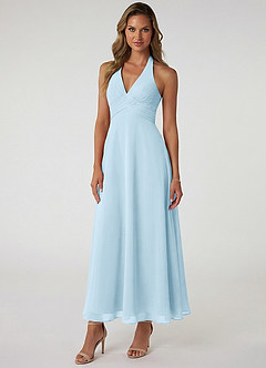 Azazie Tessie Bridesmaid Dresses Sky Blue A-Line Pleated Chiffon Dress image1