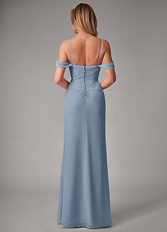 Azazie Haisley Jurken voor bruidsmeisjes Converteerbaar Jurk van Chiffon met Kolom Off the Shoulder Stoffig Blauw image7